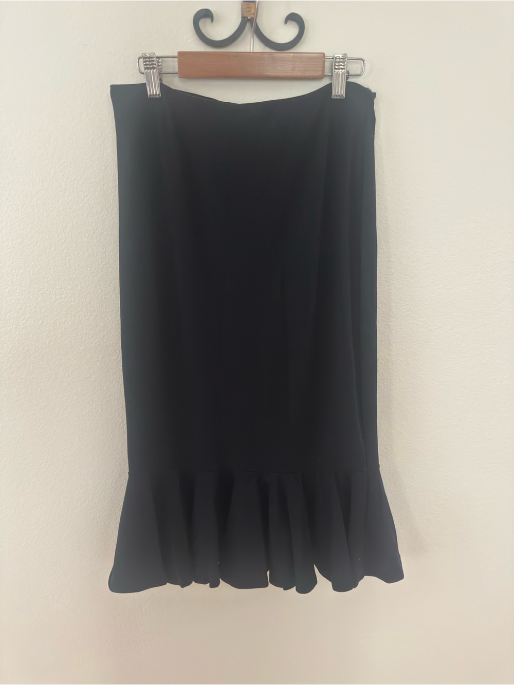 bebe Black Pencil Skirt with Ruffled Hem